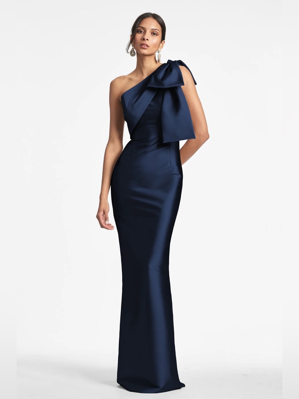 NEW Sachin & Babi Bonnie Navy Gown Asymmetric One-Shoulder Column Dress Size 4